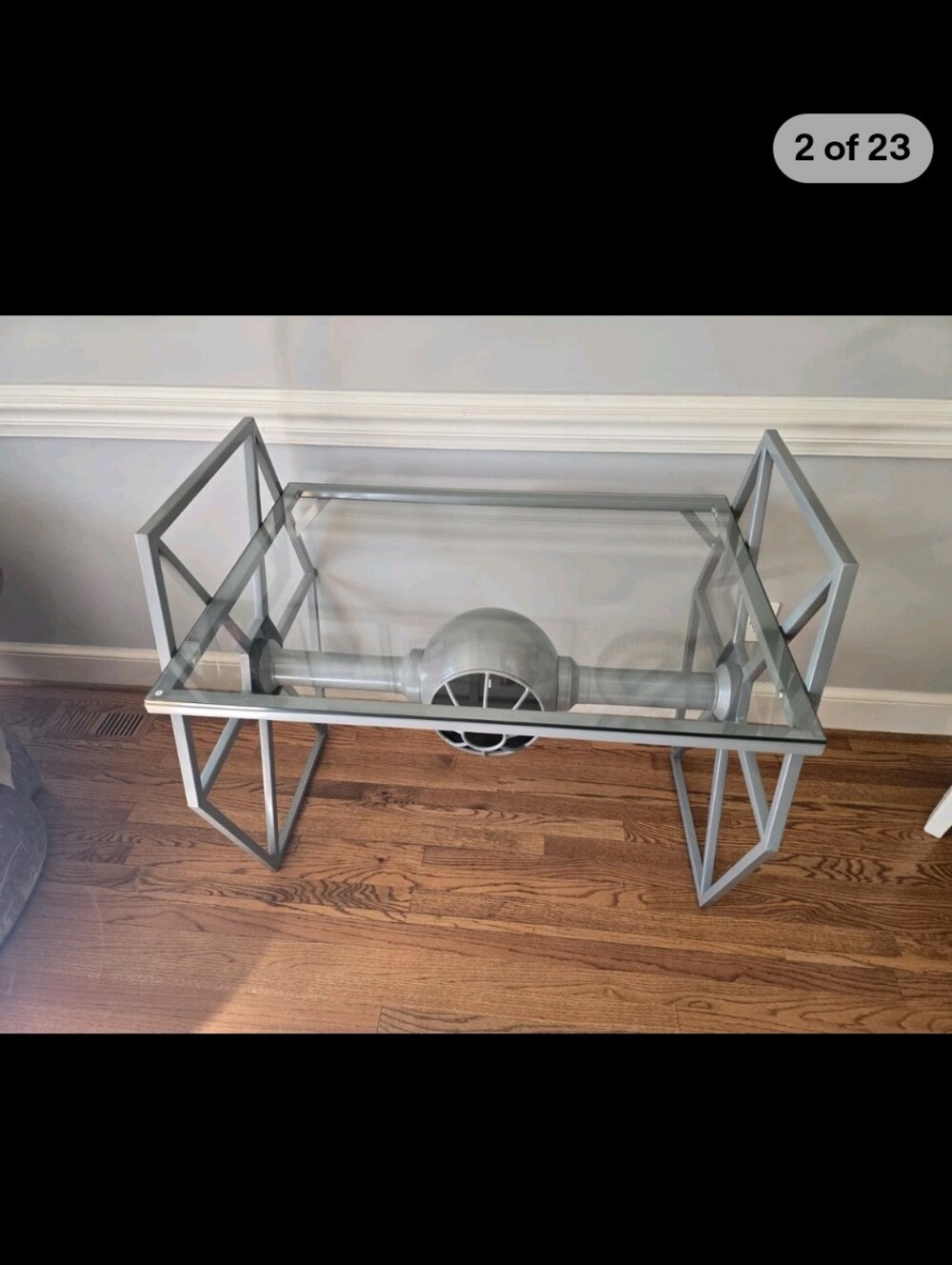 RARE Discontinued Rooms 2 Go Kids Star Wars TIE FIGHTER Gray Desk Metal Glass